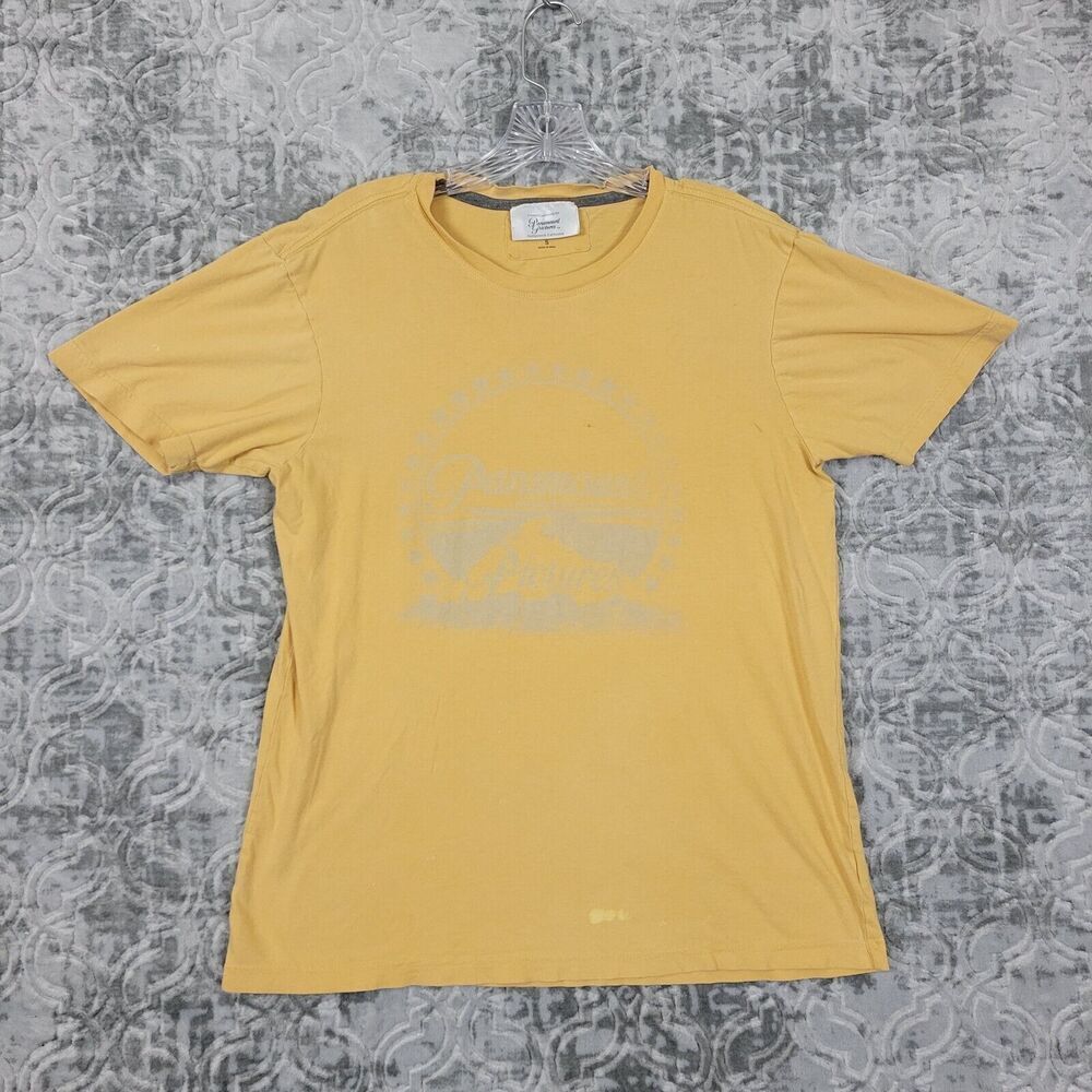 Paramount Pictures Shirt Men's Small Yellow Movies Camp David Distress Crew Neck